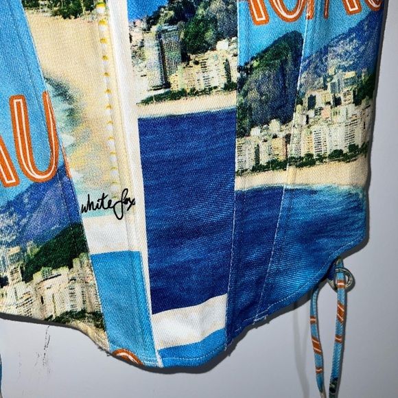 White Fox Boutique Strapless top with Blue and Green Print - Picture 9 of 13